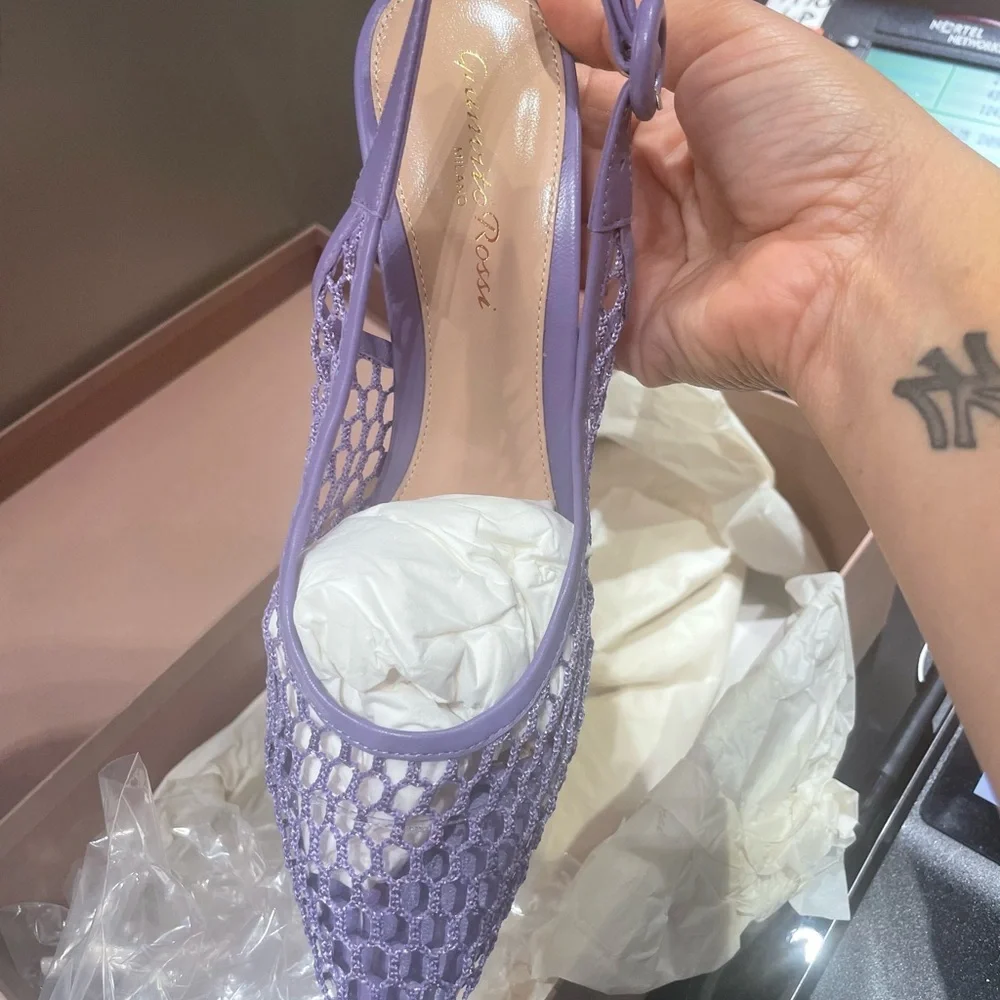 Gianvito Rossi Purple Mesh Heels - Picture 3 of 8